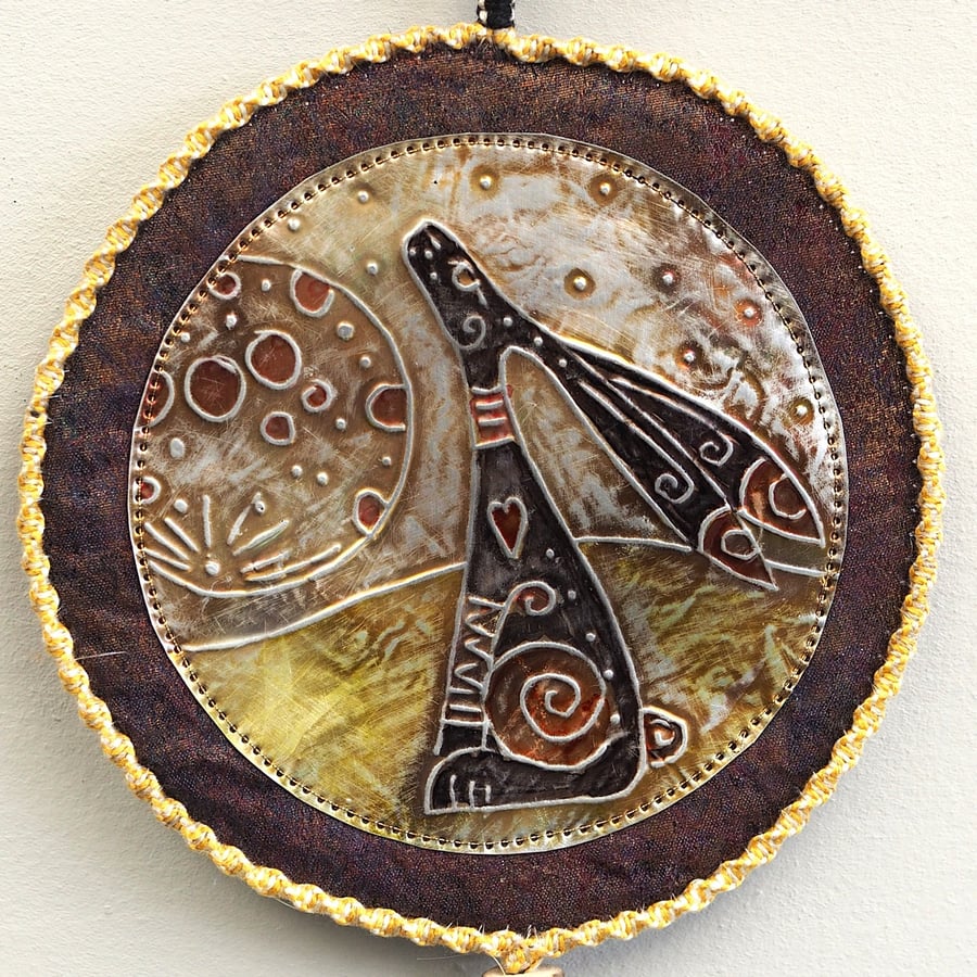 HMVM116 - Moon Gazer Macrame Mandala -12.5cm -  Black-Gold-Brown-Natural