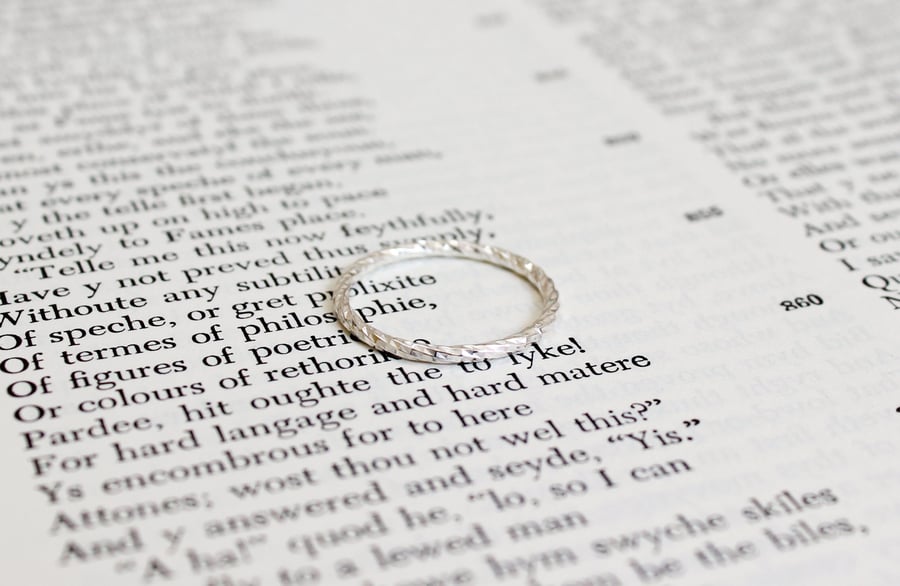 Stacking ring, diamond cut design, silver ring, spacer ring