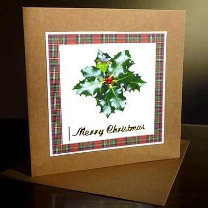 Tartan christmas card - 'Holly' 