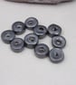 10 Small Metallic Pewter Glazed Ceramic Washer Beads - Image 1