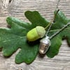 Solid silver acorn pendant