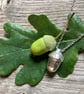 Solid silver acorn pendant