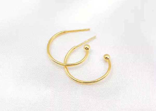 (EK30) 10 pcs, 25mm Gold Plated Earrings Hoop Findings 