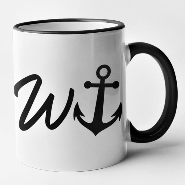 W Anchor Mug Funny Novelty Coffee Cup Gift For Best Friend Family