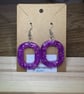 Handmade Purple Glitter Resin Dangle Earrings Sparkly Statement Jewellery - Image 2