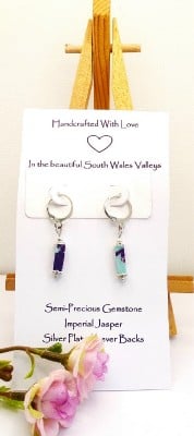 Turquoise and Purple Imperial Jasper Earrings