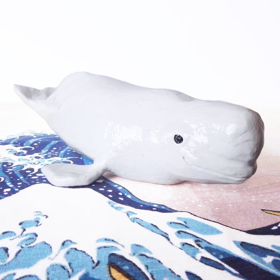 Beluga Whale Ceramic Sculpture - Handmade