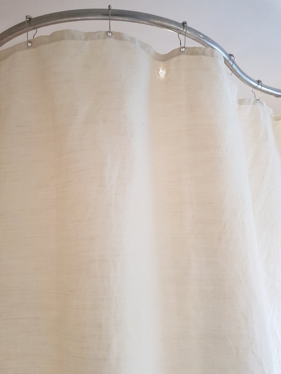 Natural Organic Linen Shower Curtain, washable non-waxed (longer length)