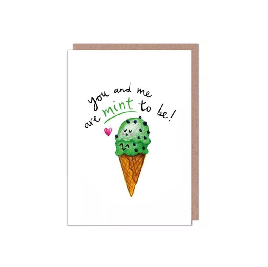 Mint To Be Ice-cream Valentines Anniversary Card