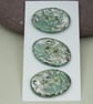 3 Medium Oval Verdigris Green Leaf Pattern Ceramic Buttons - Image 1