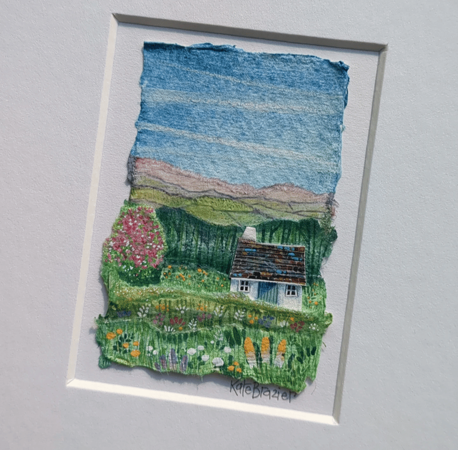 Sunshine Cottage - Original miniature collage. A5 Mounted