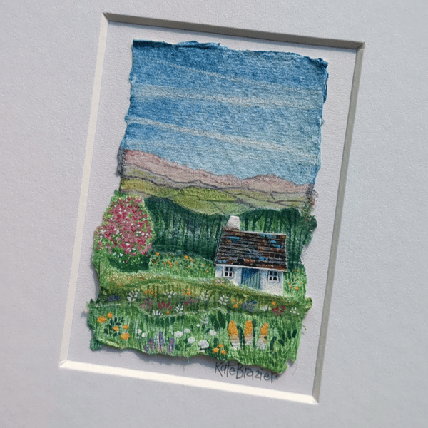 Sunshine Cottage - Original miniature collage. A5 Mounted
