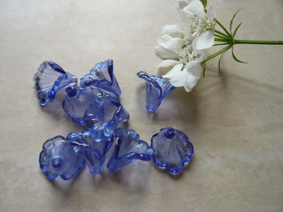 Blue Calla Lily Flower Acrylic Beads