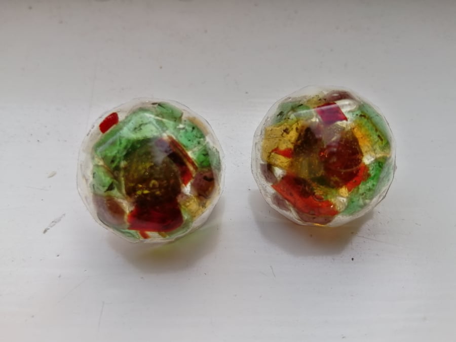 Stained Glass Resin Multicoloured Stud Earrings
