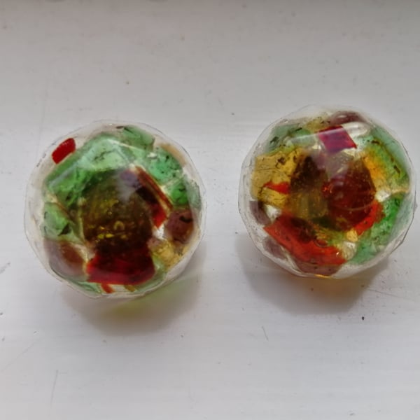 Stained Glass Resin Multicoloured Stud Earrings