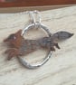 Copper fox pendant, Silver and copper necklace, 7th anniversary gift - Image 5