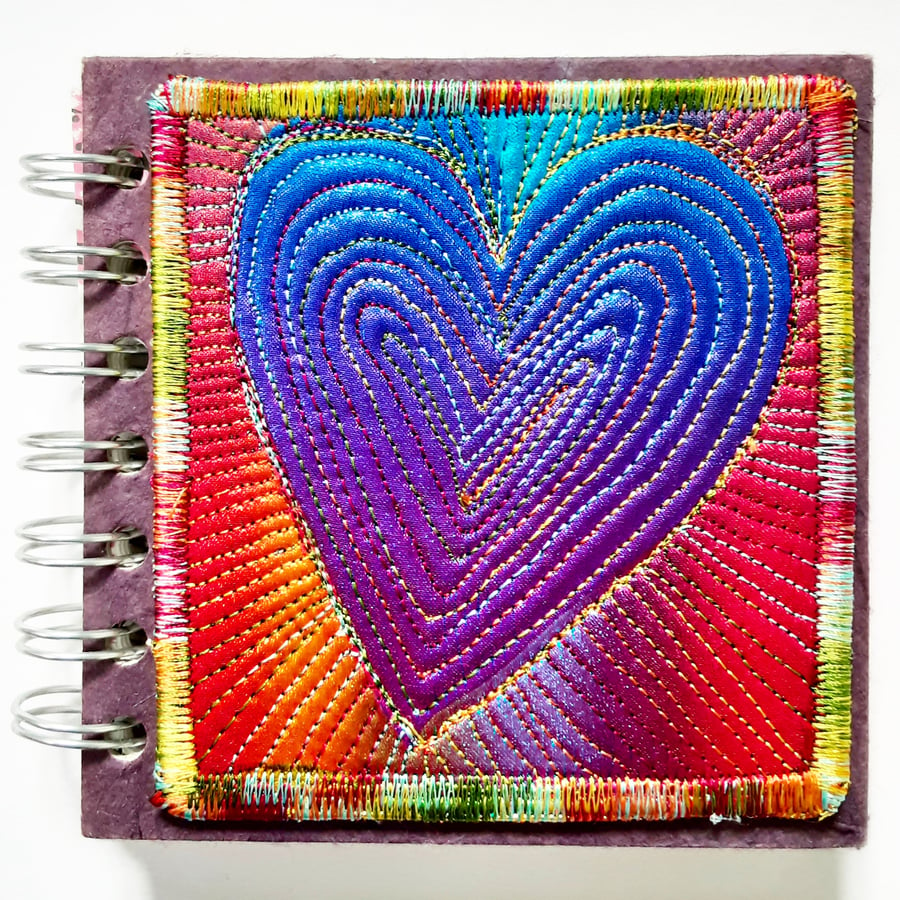 Spiral Bound Sketchbook with Free Machine Embroidery Cover