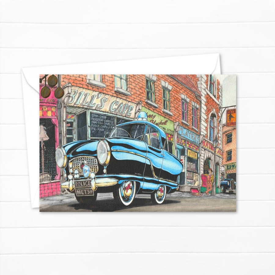 Nostalgia Greeting Card: Classic Police Car Illustration (312)