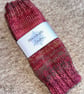 Hand Knitted Fingerless Wrist Warmers in Pink and Beige - Image 1