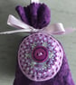Hand Embroidered Purple Button Lavender Bag - Image 2