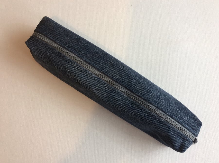  Extra Long Pencil Case, Recycled Denim, Pencils, Paintbrushes, knitting needles