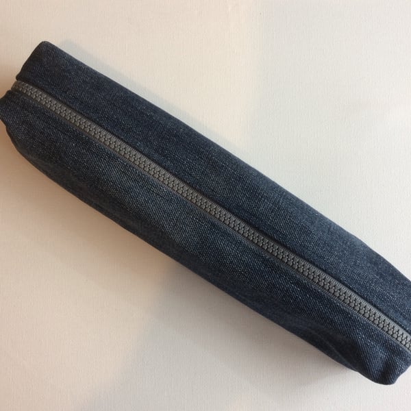  Extra Long Pencil Case, Recycled Denim, Pencils, Paintbrushes, knitting needles