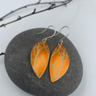 Orange aluminium winter tree earrings