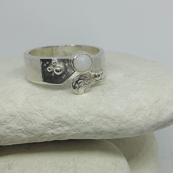 Adjustable Opal and Silver Ring