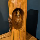 Hollowed oak beam table lamp