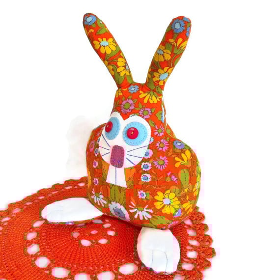 SALE Vintage fabric Retro Rabbit - Folksy