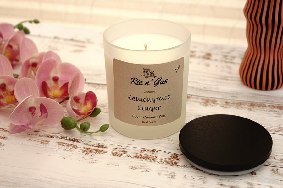 Ric N' Gus Scented Candle - Soy and Coconut wax -LEMONGRASS & GINGER