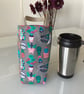 Coffee cup holder bag. Fully reversible coffee cup bag. Coffee cup holder with h