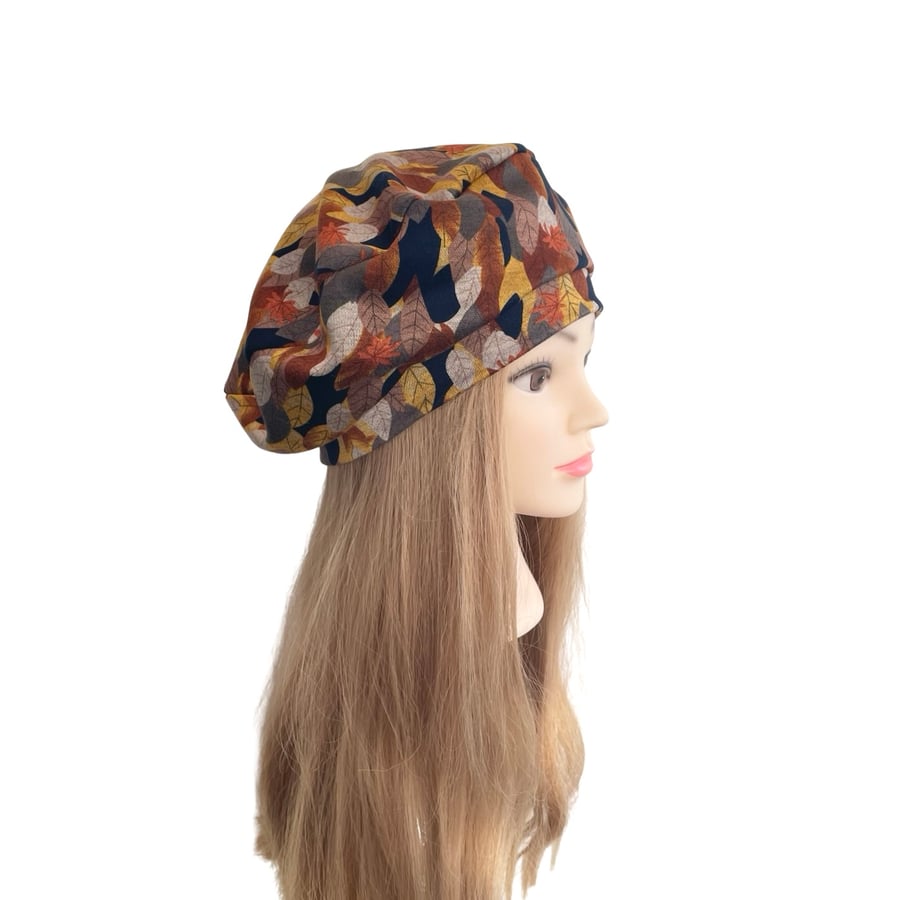 Stretchy jersey tam Lea print elastic jersey beret hat Unlined autumn spring hat