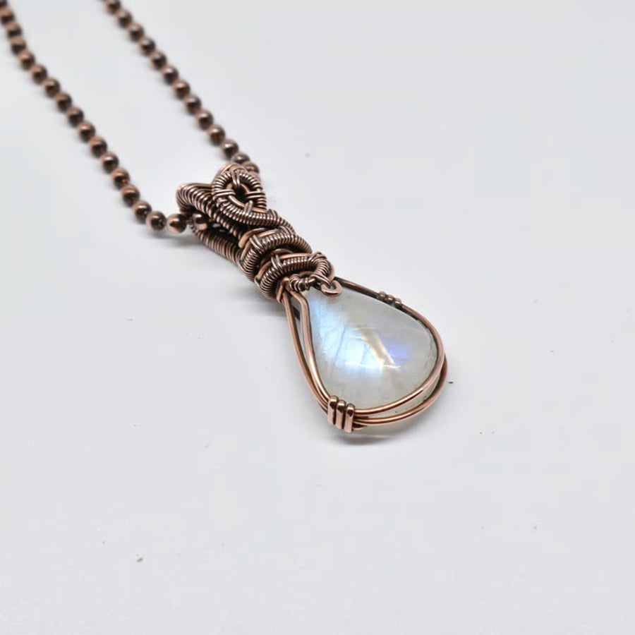 Perfectly Imperfect Dainty Moonstone and Copper Pendant
