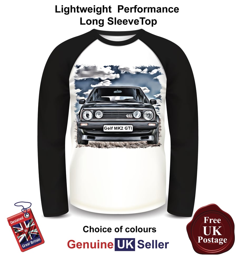 Golf GTI MK2, Golf Mens Long Sleeve T Shirt, Golf MK2 Mens Top, 
