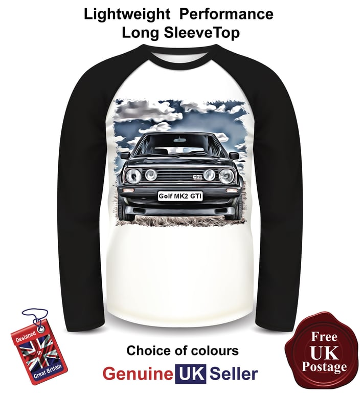 Golf GTI MK2, Golf Mens Long Sleeve T Shirt, Golf MK2 Mens Top, 