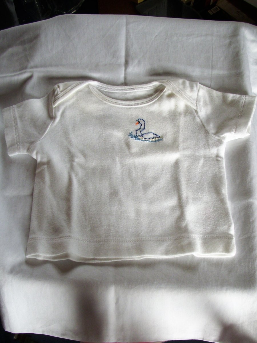 Swan, Vest, age 0-3 months, hand embroidered