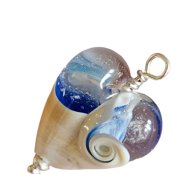 Ashes in glass heart pendant finished in sterling silver