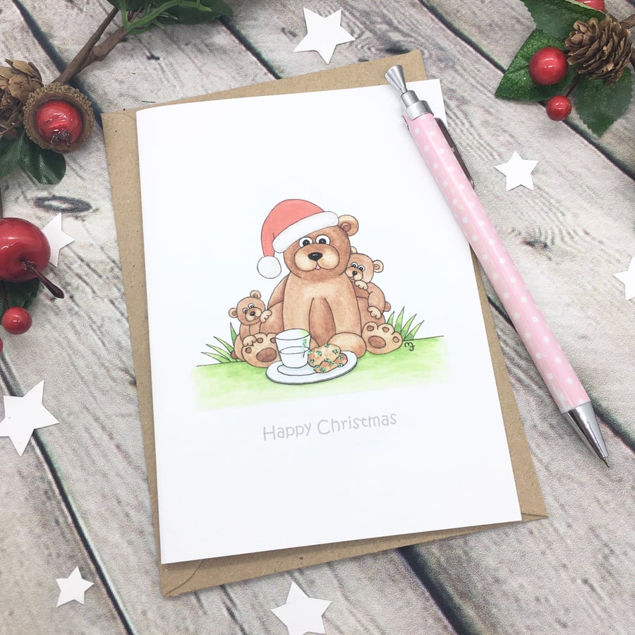 Christmas Bear & Cubs Card - Happy Christmas 