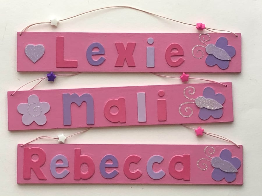 Any Name! Baby Pink Butterfly Name Plate