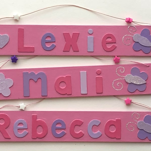 Any Name! Baby Pink Butterfly Name Plate