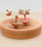Large Wooden Base and Traditional Wooden Spinning Tops