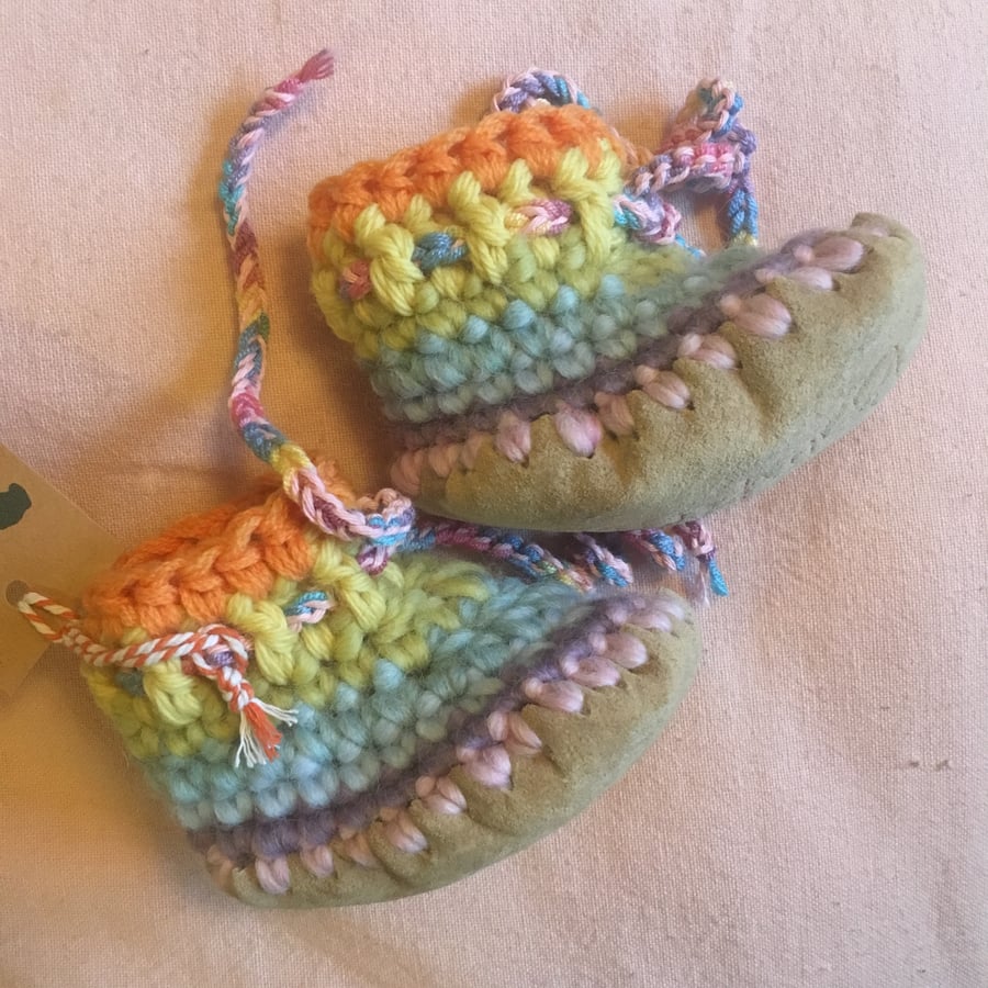Baby boots - Pastel Rainbow - 3-6 months - newborn baby gift
