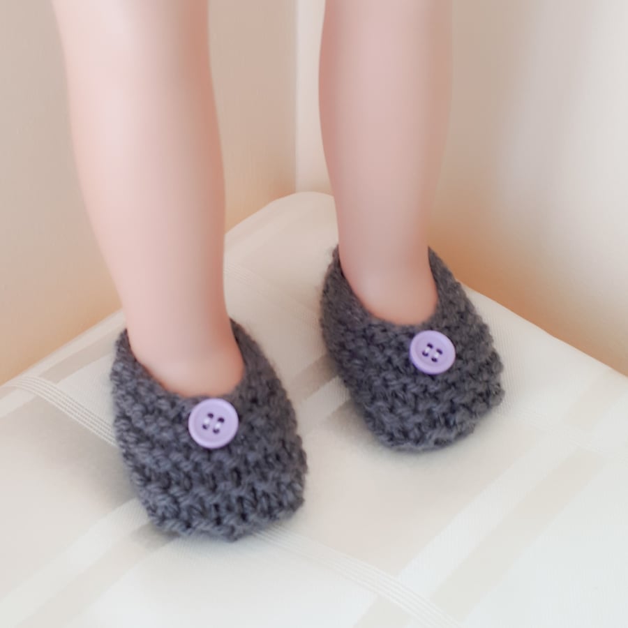 KNITTING PATTERN PDF Gray Shoes for Doll