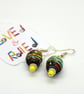 Brightly coloured Small round paper bead earrings  - Image 2