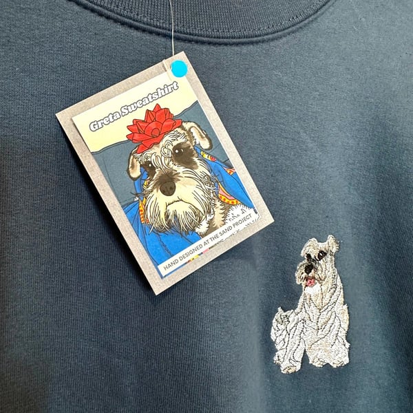 Schnauzer, dog unisex airforce blue sweatshirt- embroidered. 