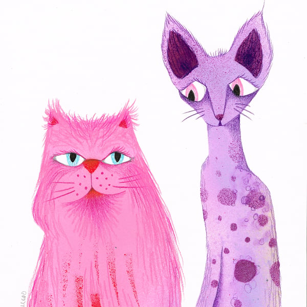 Mad pink cat spray paint painting