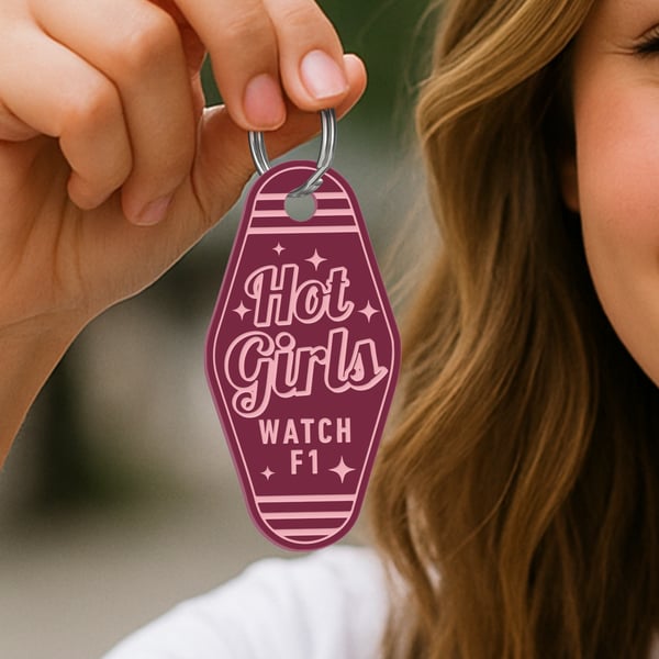 Formula 1 Keyring – F1 Gift for Her – Hot Girls Watch F1 – Motel Style Keychain