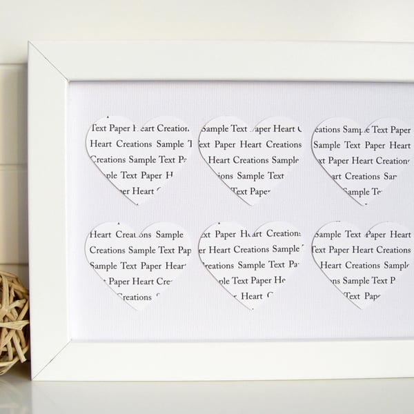 Personalised Frame Wedding Gift - Custom Word Hearts - Song Lyric Art Keepsake