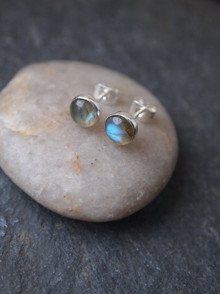 Sterling Silver Stud Earrings - Labradorite